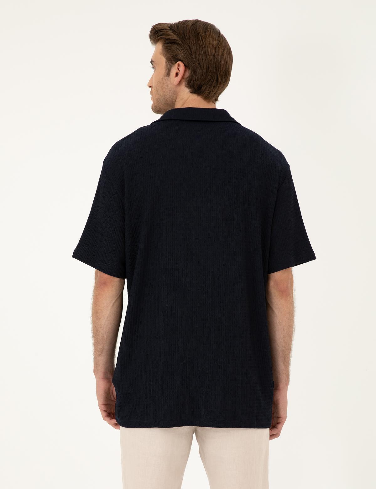 Lacivert Regular Fit Örme Gömlek - 50286124043