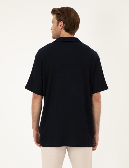 Lacivert Regular Fit Örme Gömlek - 50286124043