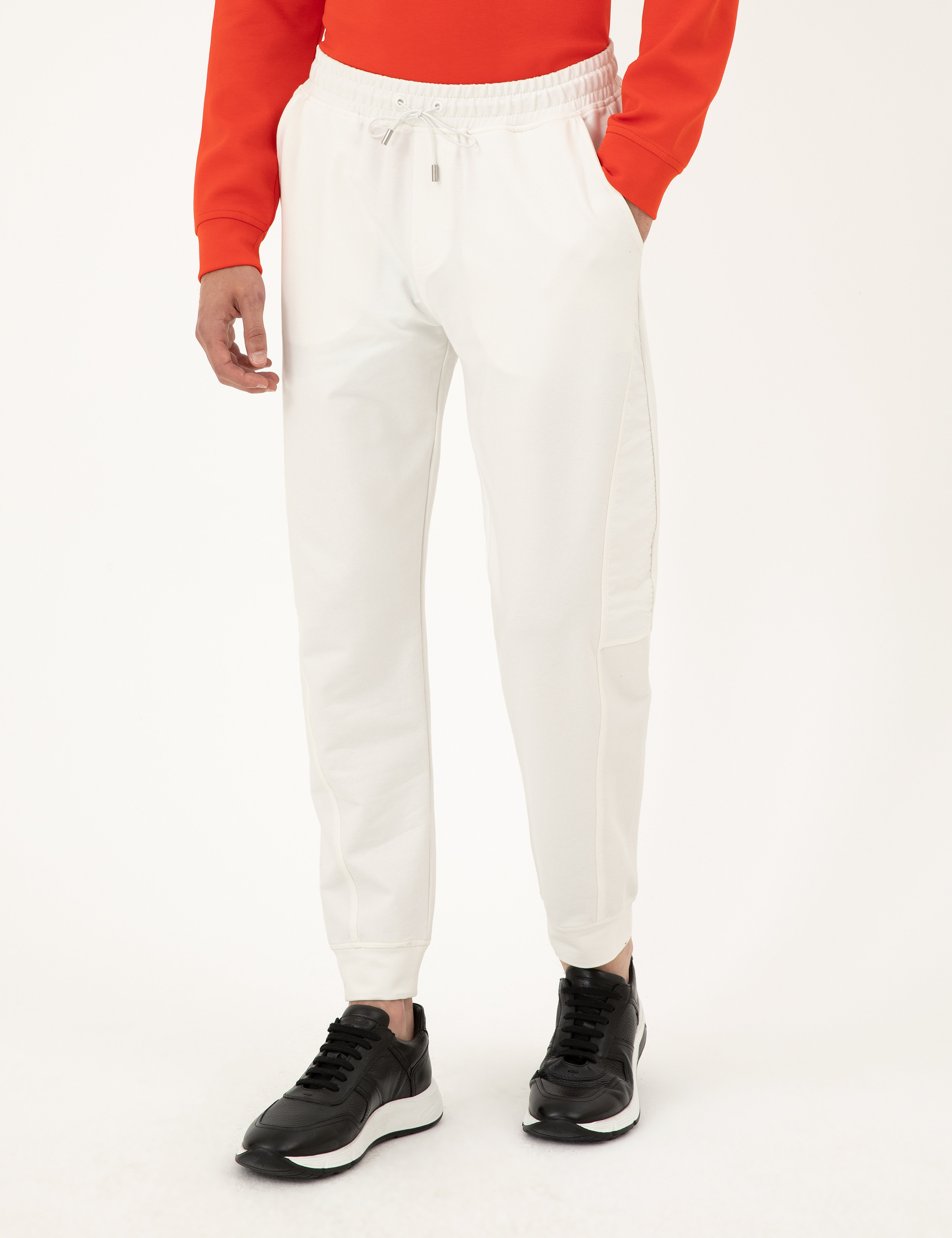 Beyaz Slim Fit Eşofman Altı