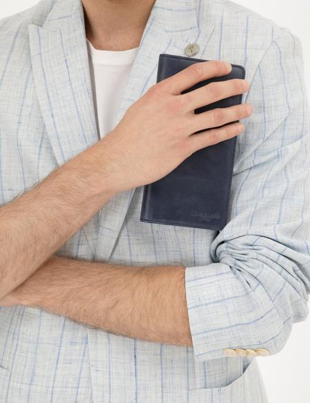 Erkek Lacivert Deri Cüzdan - 50286948003