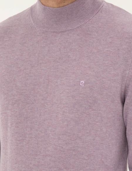 Lila Melanj Slim Fit Yarım Balıkçı Yaka Basic Triko Kazak - 50296548124