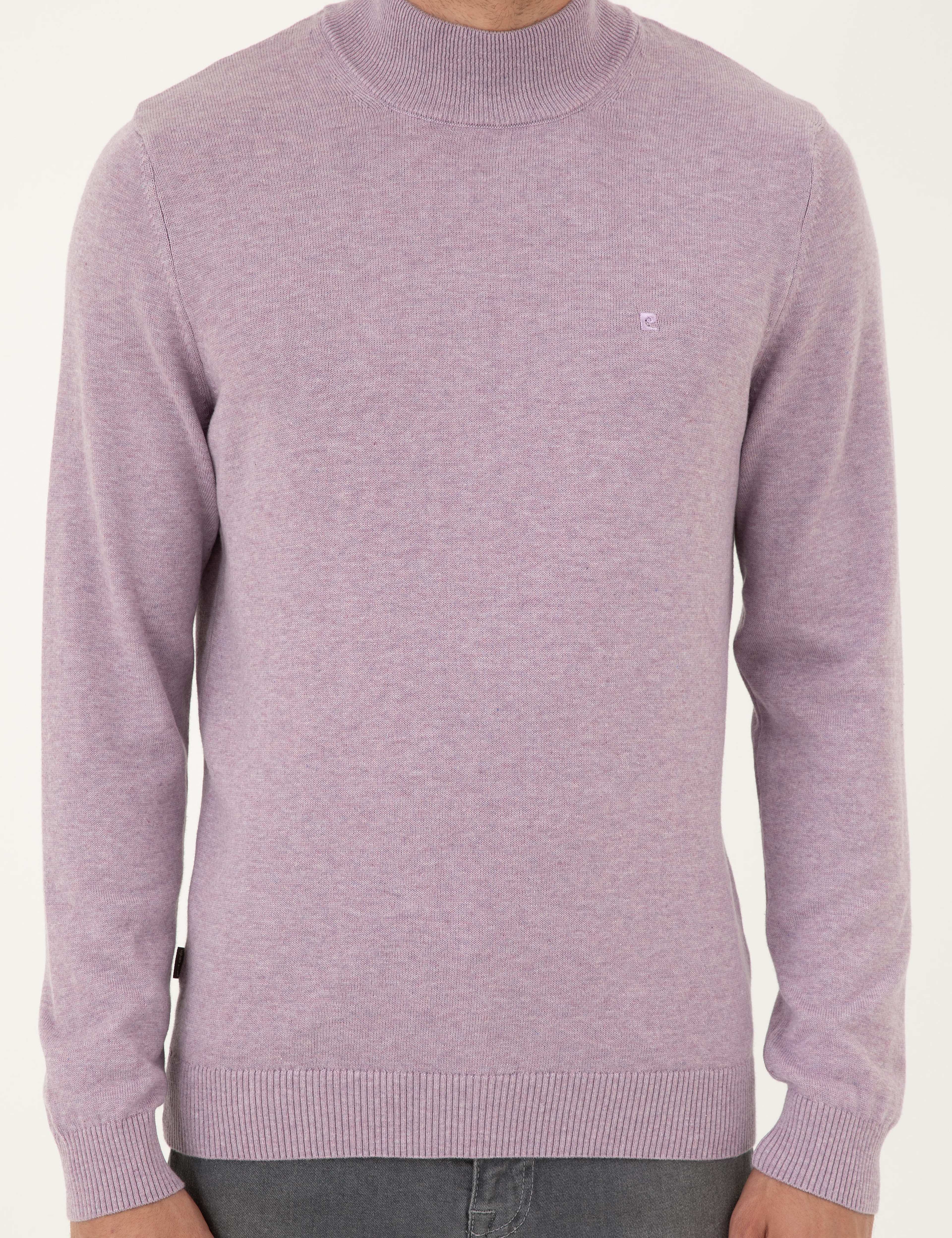 Lila Melanj Slim Fit Yarım Balıkçı Yaka Basic Triko Kazak - Image 6
