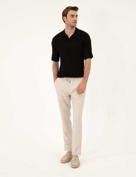 Siyah Comfort Fit Polo Yaka Triko Tişört - 50288153001