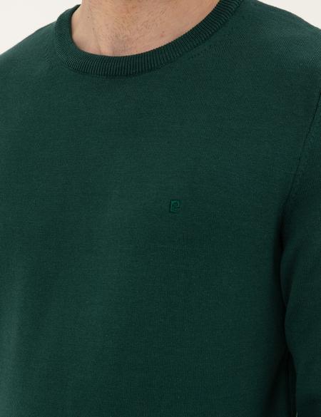 Yeşil Slim Fit Bisiklet Yaka Basic Triko Kazak - 50296575083