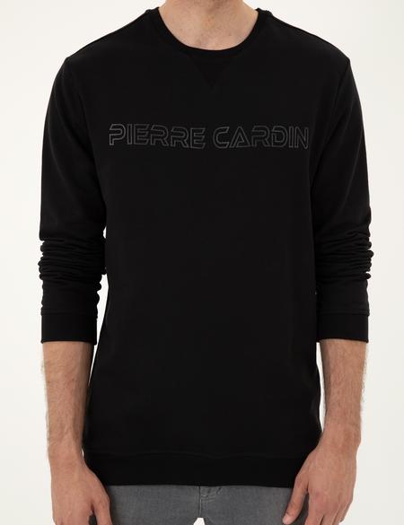 Siyah 2 İplik Regular Fit İçi Polarlı %100 Pamuk Sweatshirt - 50279523005