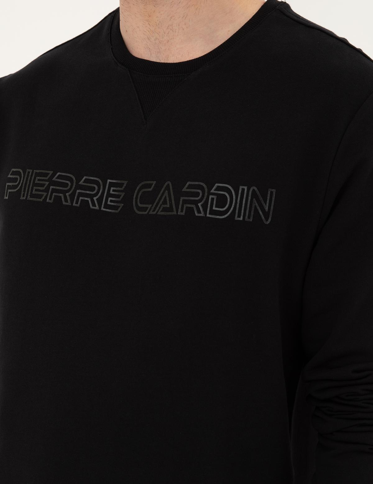 Siyah 2 İplik Regular Fit İçi Polarlı %100 Pamuk Sweatshirt - 50279523005