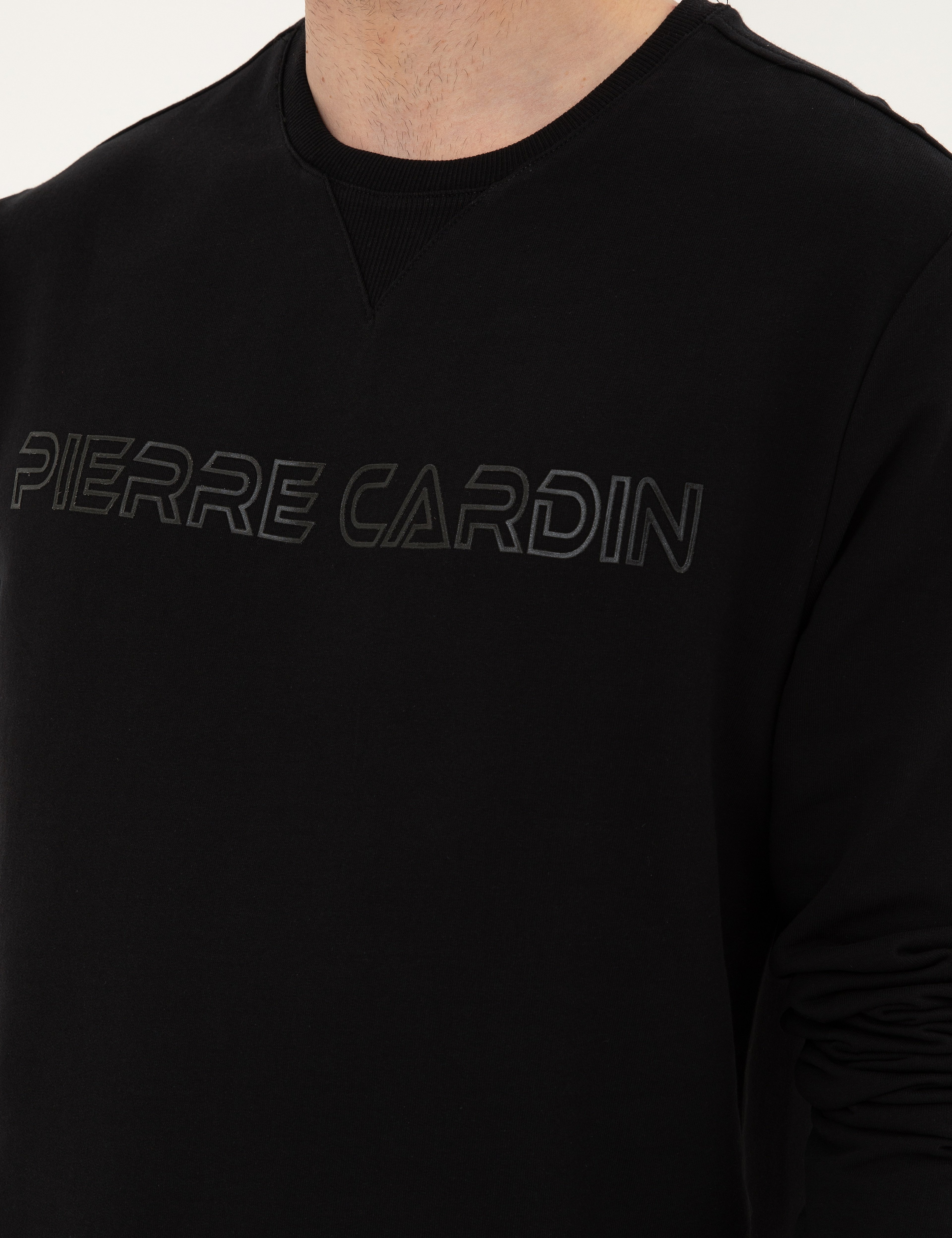 Siyah 2 İplik Regular Fit İçi %100 Pamuk Sweatshirt - Image 7