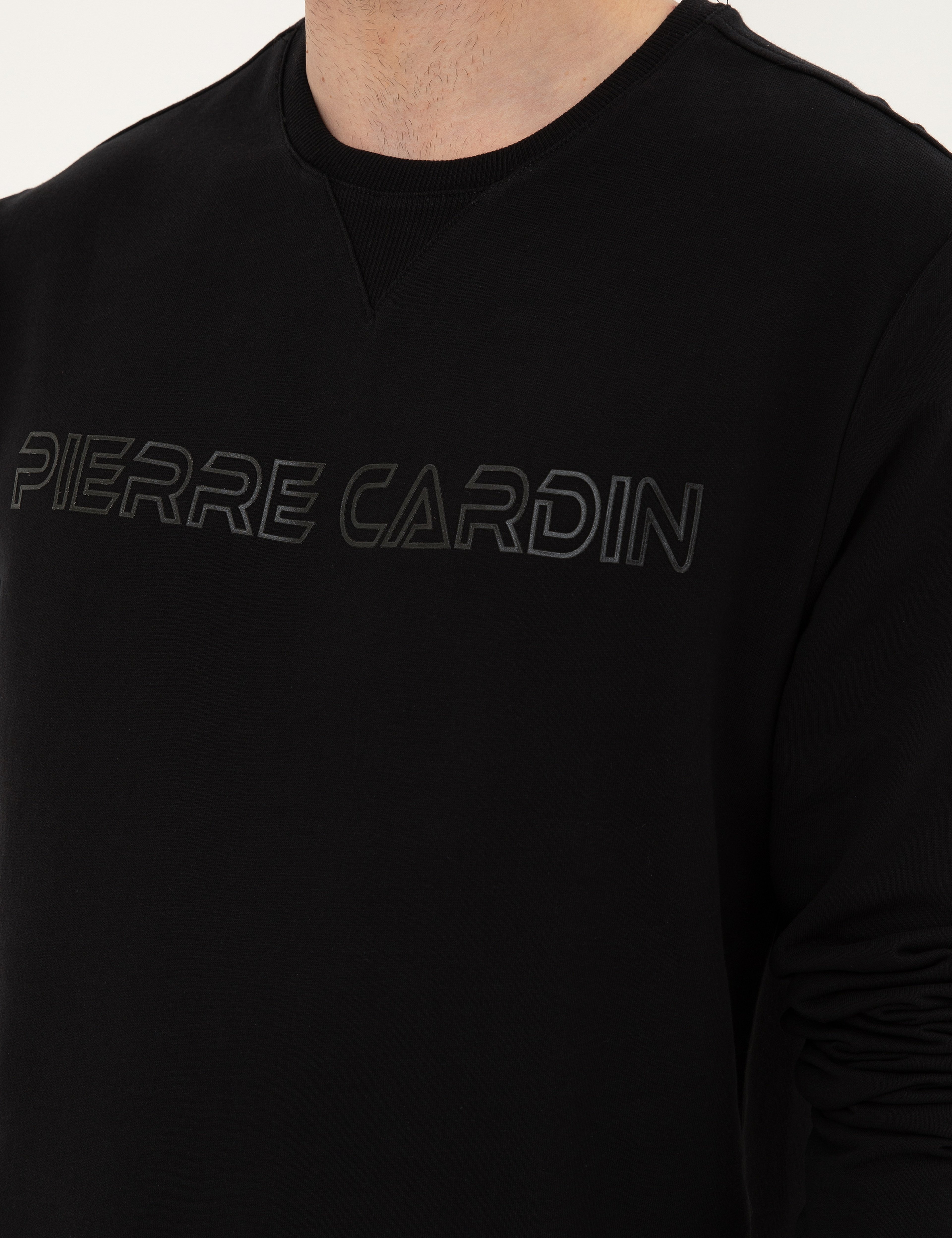Siyah 2 İplik Regular Fit İçi %100 Pamuk Sweatshirt