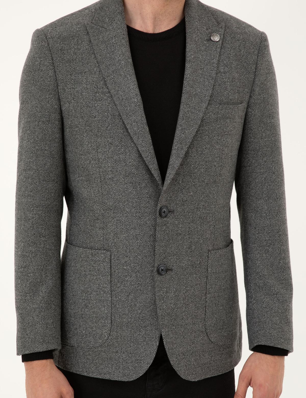 Füme Slim Fit Ceket - 50293351023