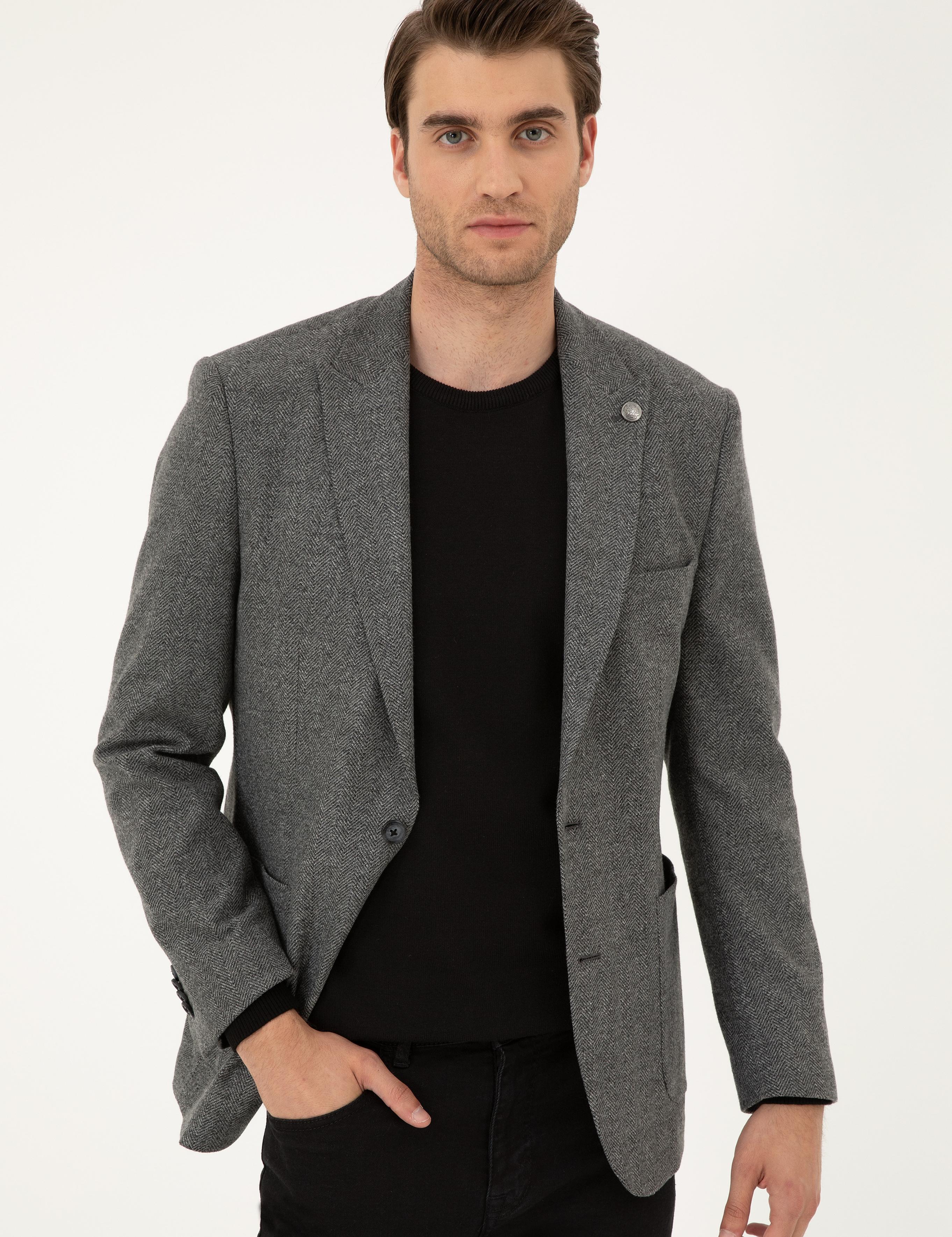 Füme Slim Fit Ceket