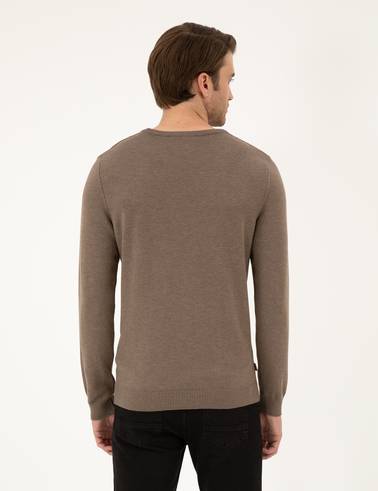 Vizon Melanj Slim Fit Bisiklet Yaka Basic Triko Kazak