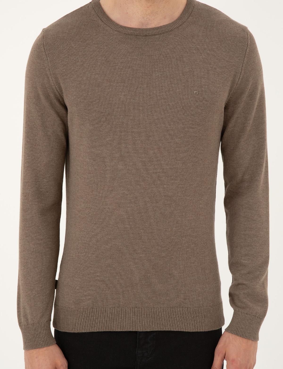 Vizon Melanj Slim Fit Bisiklet Yaka Basic Triko Kazak - 50296575131