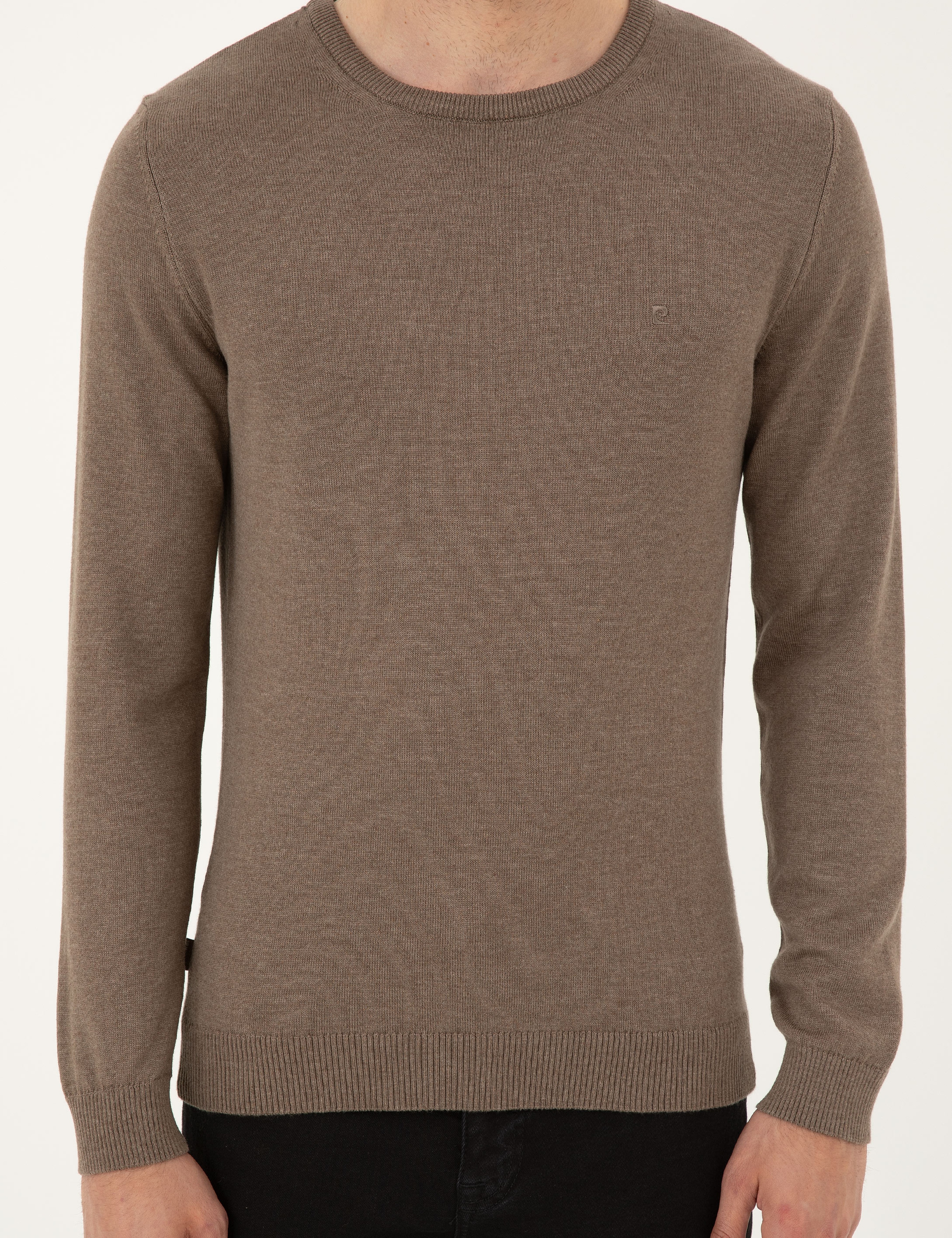 Vizon Melanj Slim Fit Bisiklet Yaka Basic Triko Kazak - Image 6