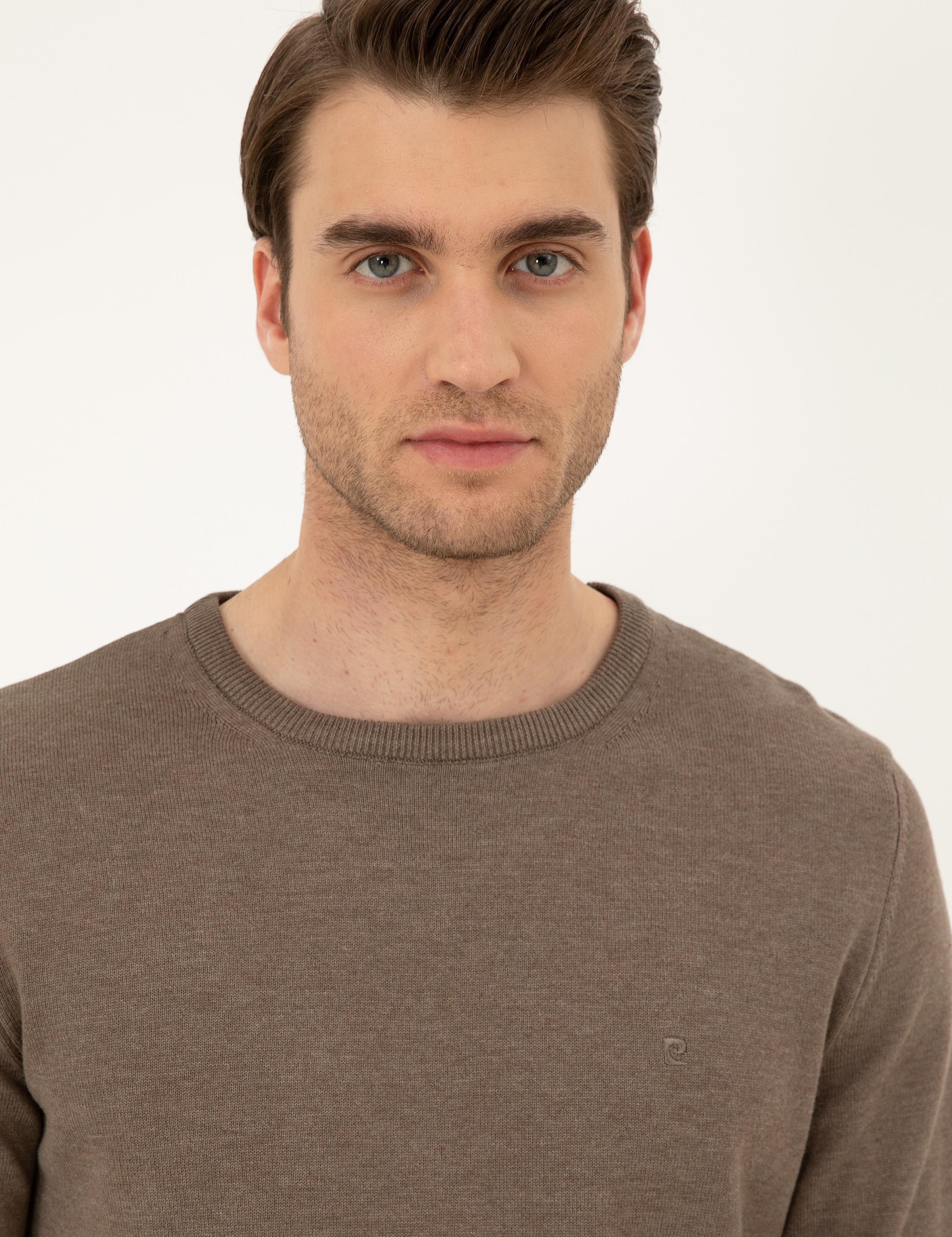 Vizon Melanj Slim Fit Bisiklet Yaka Basic Triko Kazak