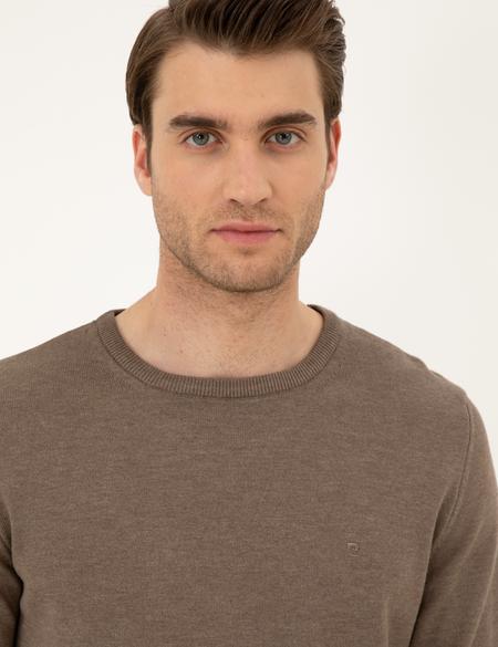 Vizon Melanj Slim Fit Bisiklet Yaka Basic Triko Kazak - 50296575131