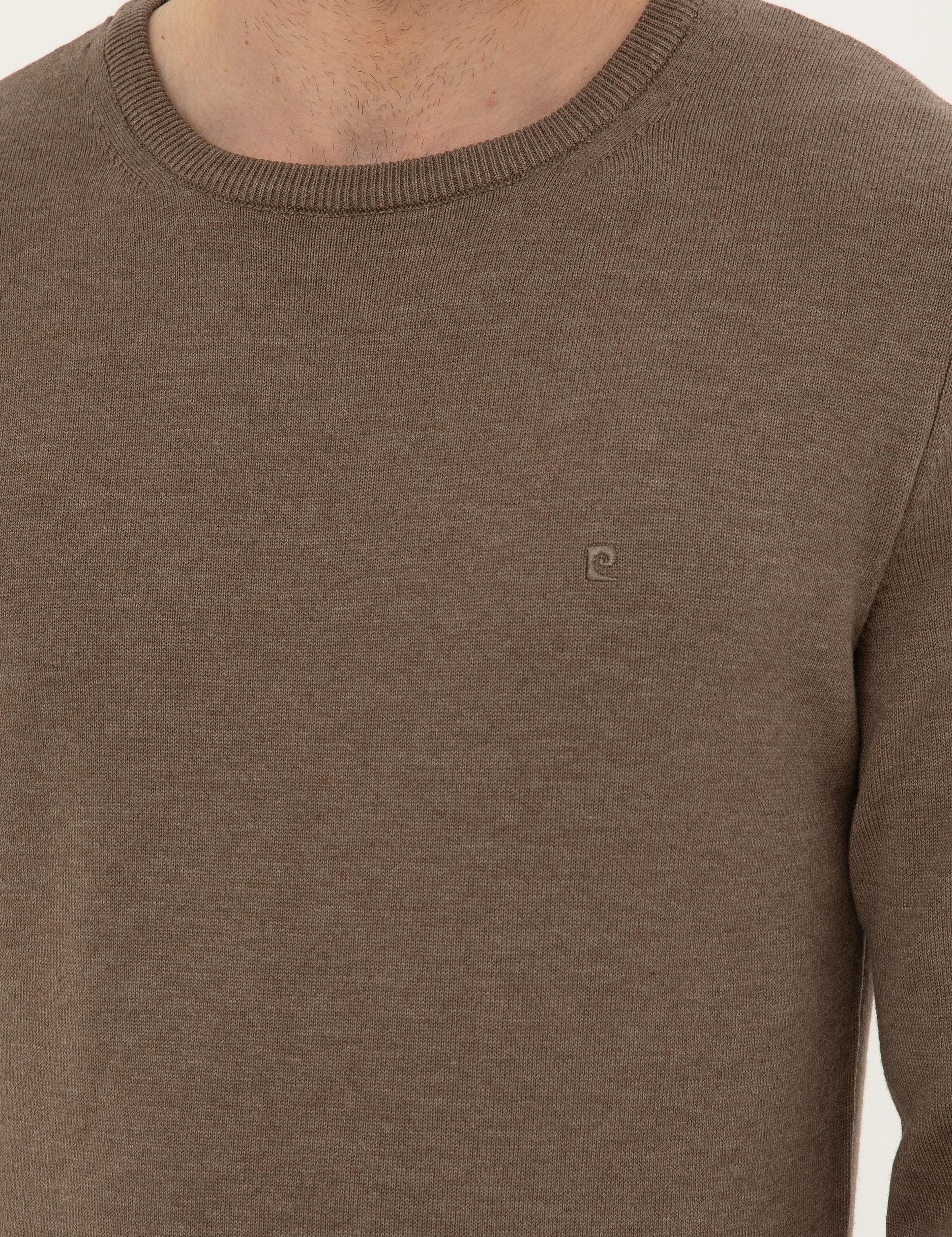 Vizon Melanj Slim Fit Bisiklet Yaka Basic Triko Kazak - Image 7