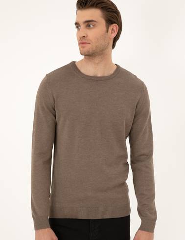 Vizon Melanj Slim Fit Bisiklet Yaka Basic Triko Kazak