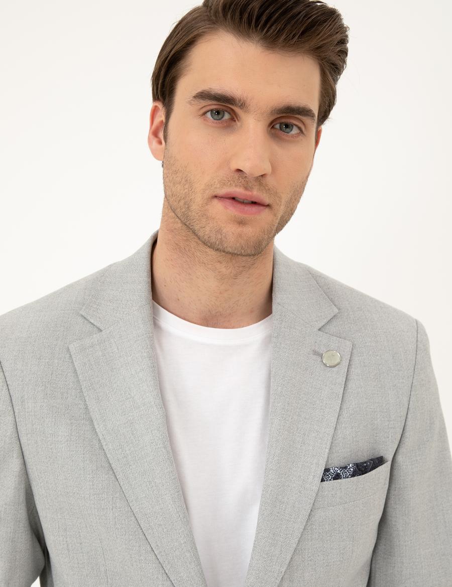 Açık Gri Slim Fit Takım Elbise