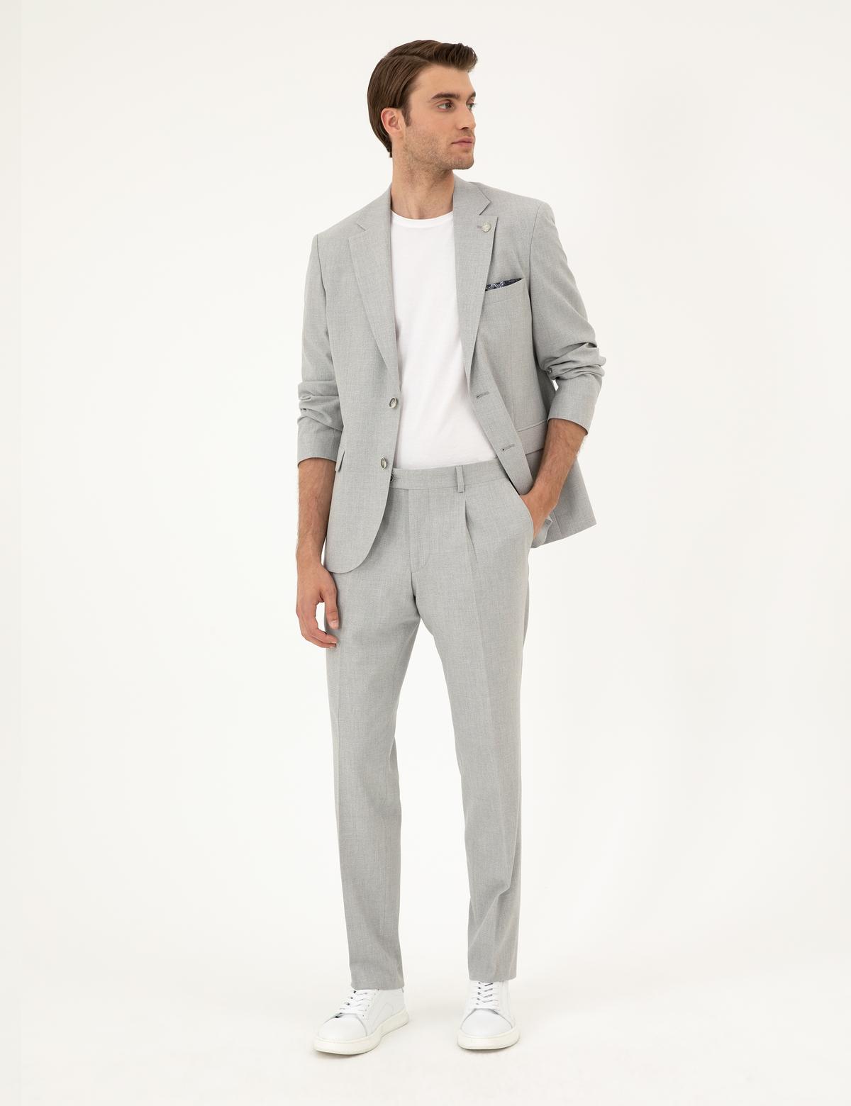 Açık Gri Slim Fit Takım Elbise - 50288787026