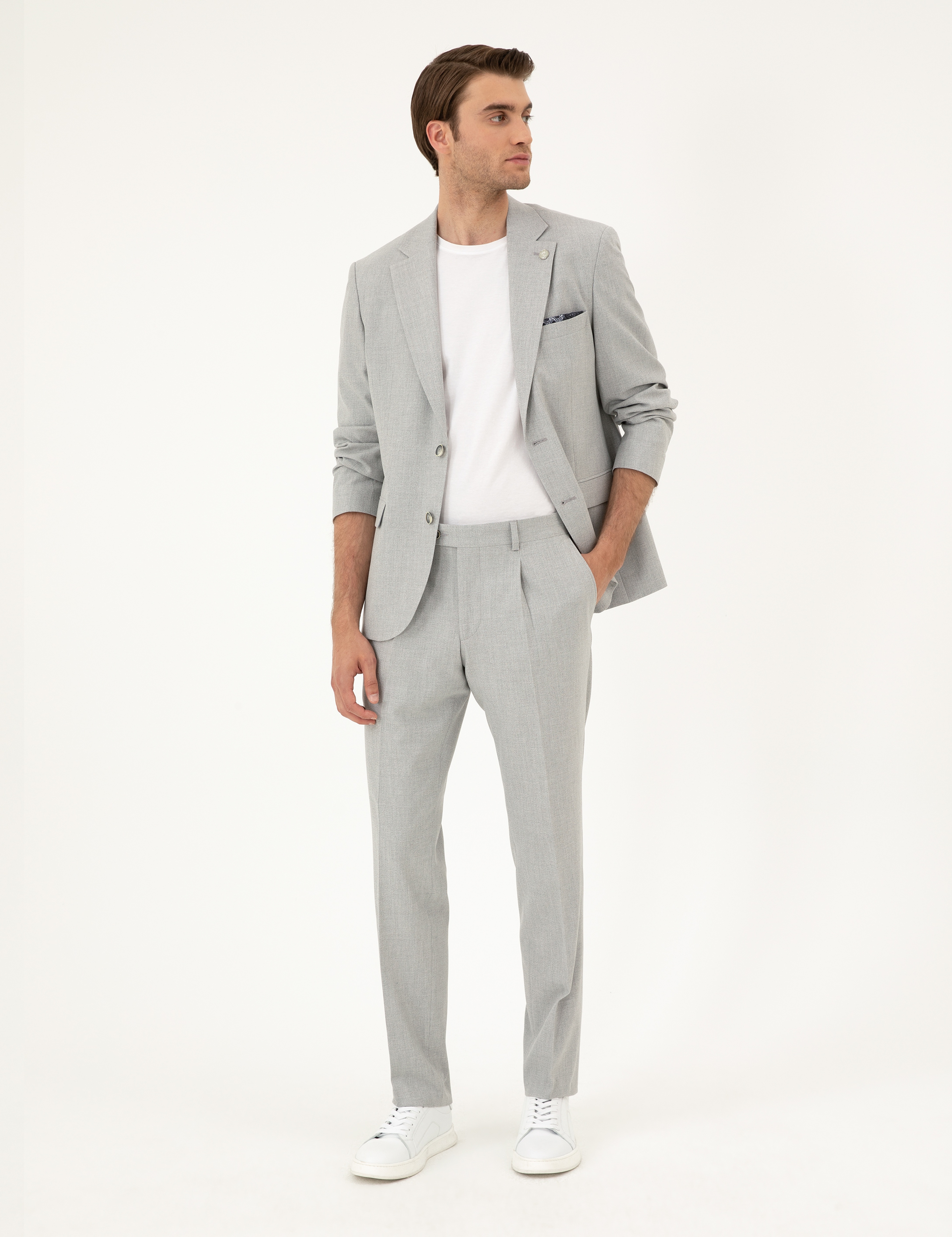 Açık Gri Slim Fit Takım Elbise - Image 4