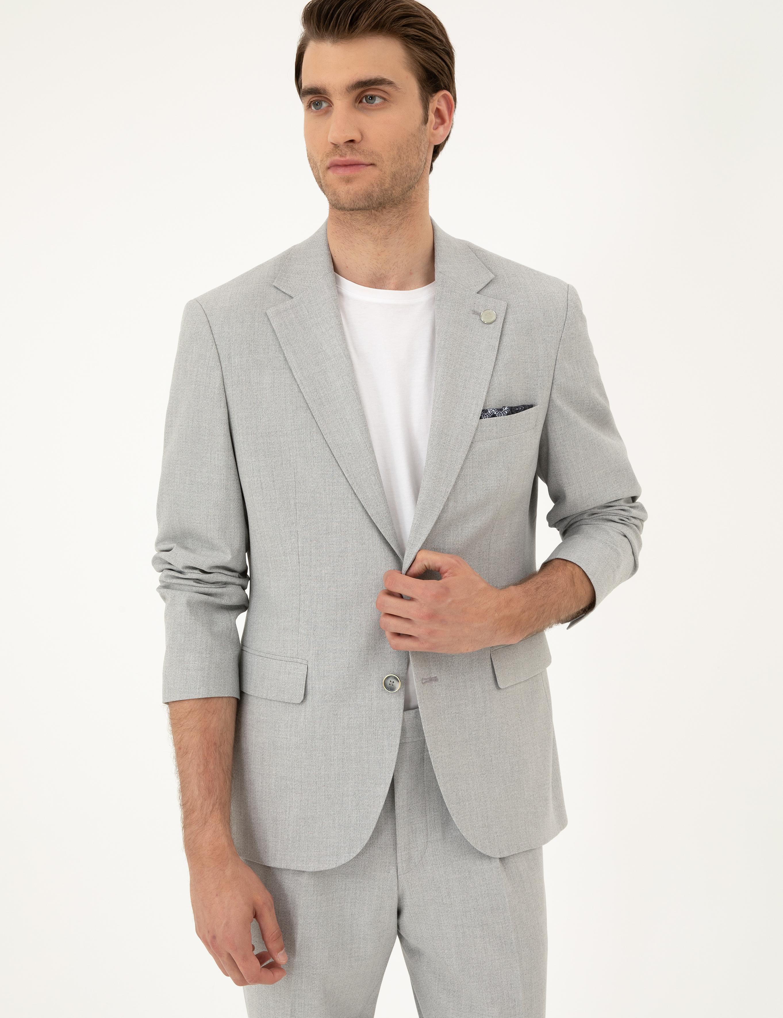 Açık Gri Slim Fit Takım Elbise