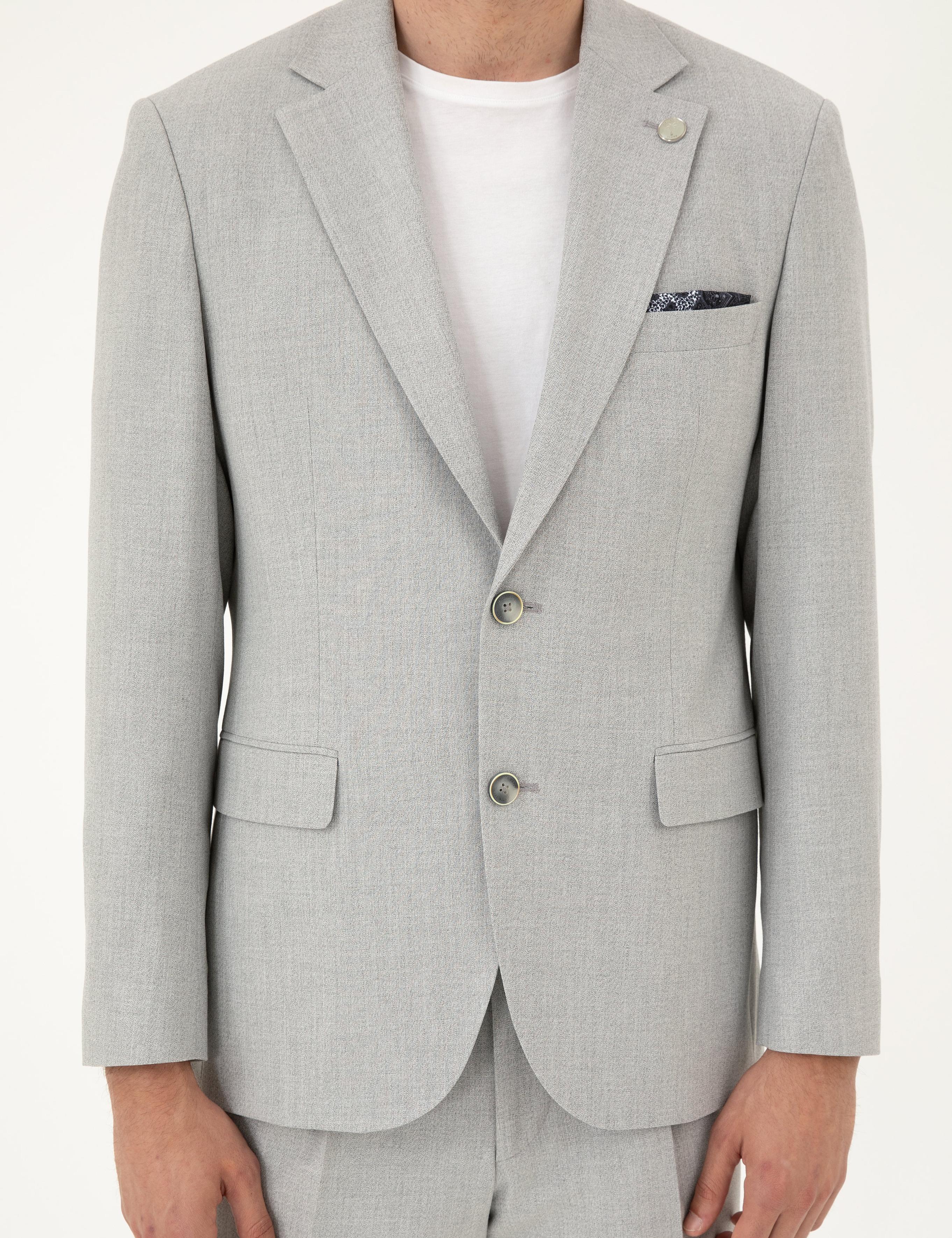 Açık Gri Slim Fit Takım Elbise