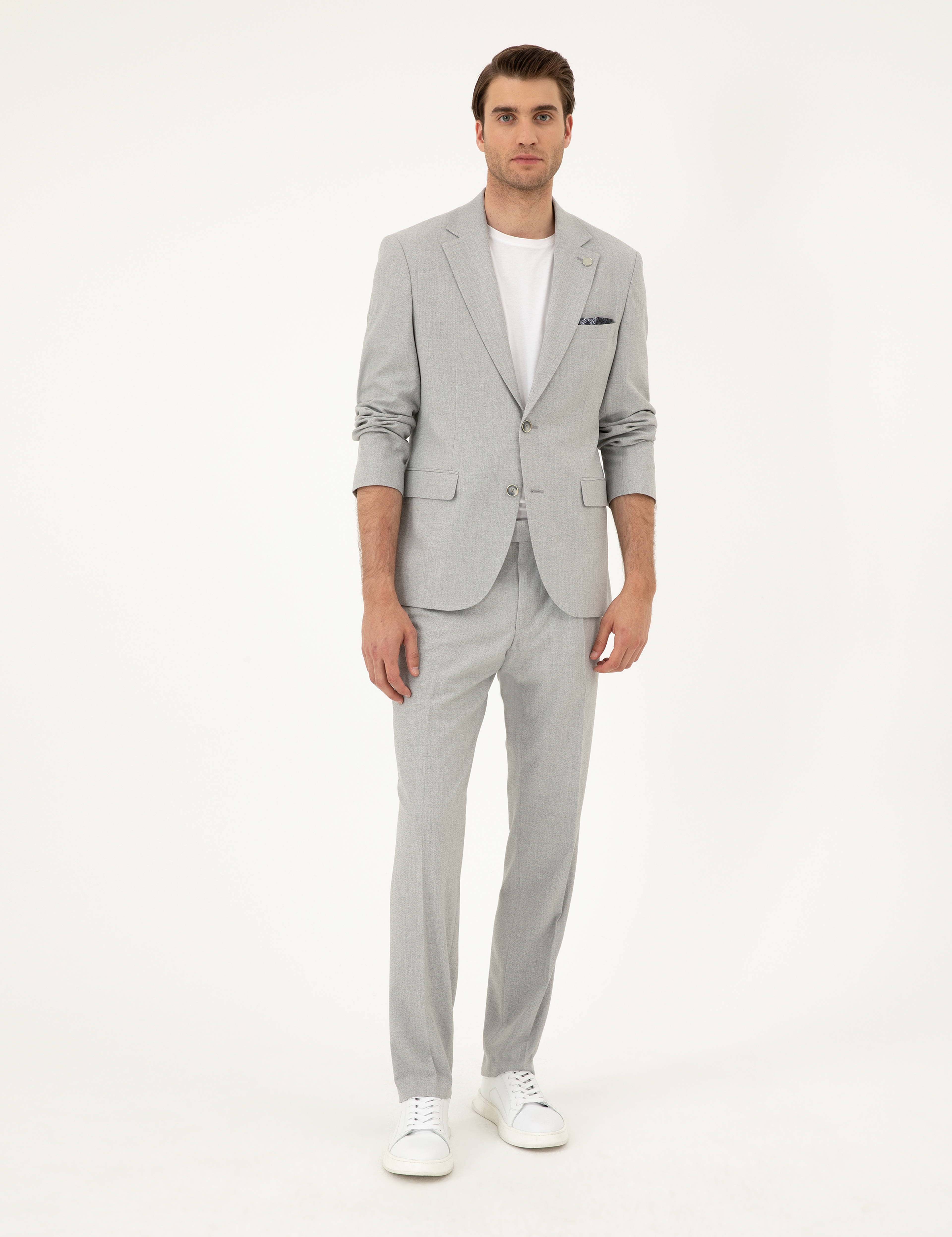 Açık Gri Slim Fit Takım Elbise - Image 1