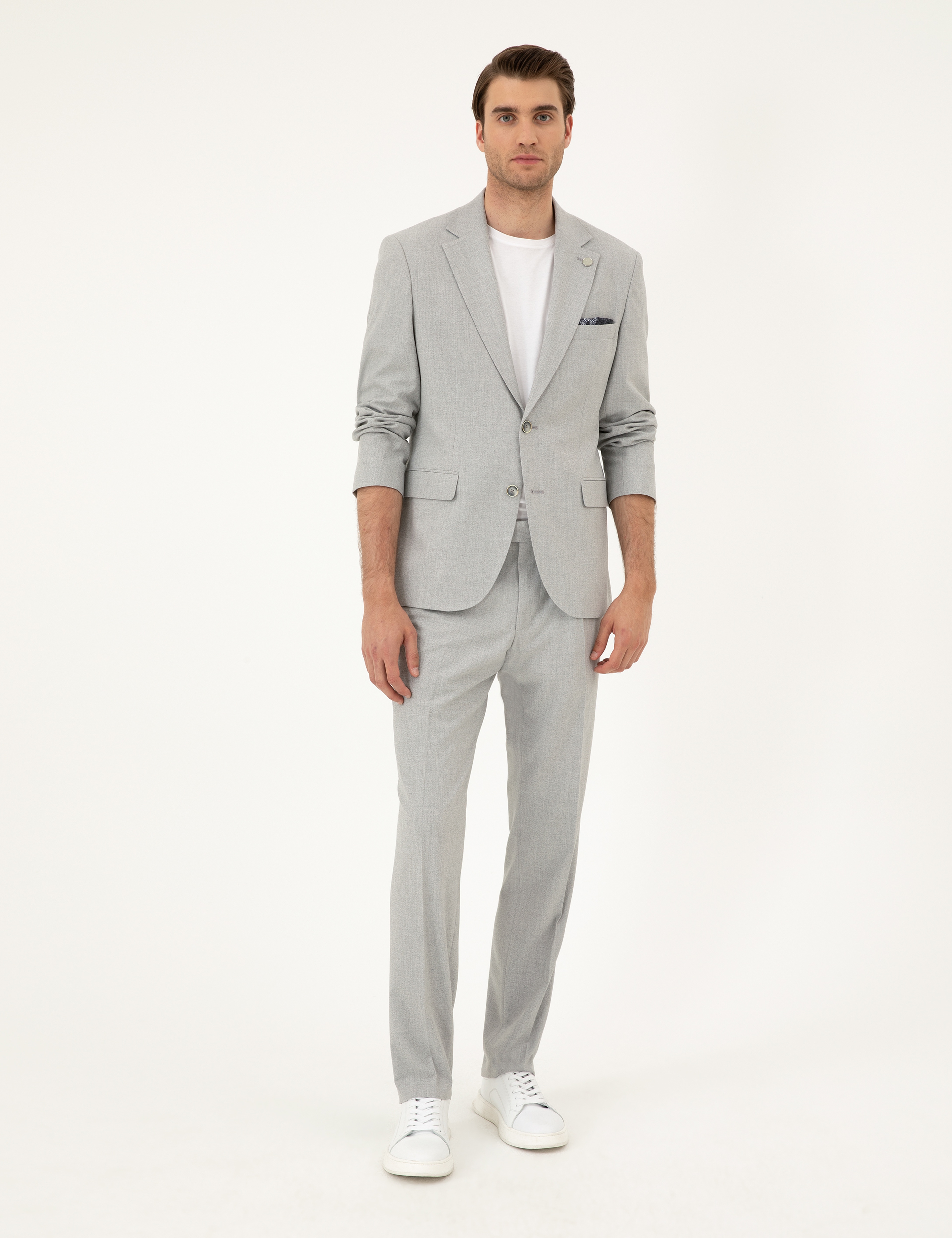Açık Gri Slim Fit Takım Elbise