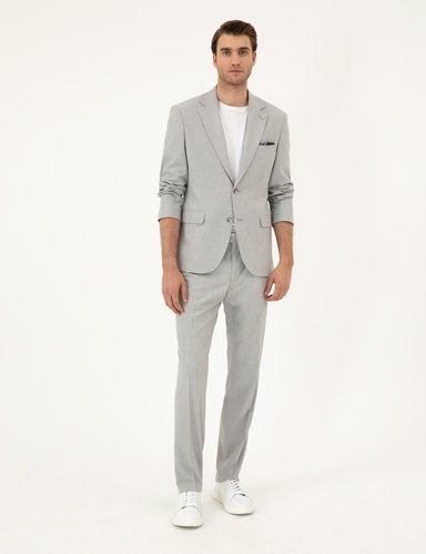 Açık Gri Slim Fit Takım Elbise