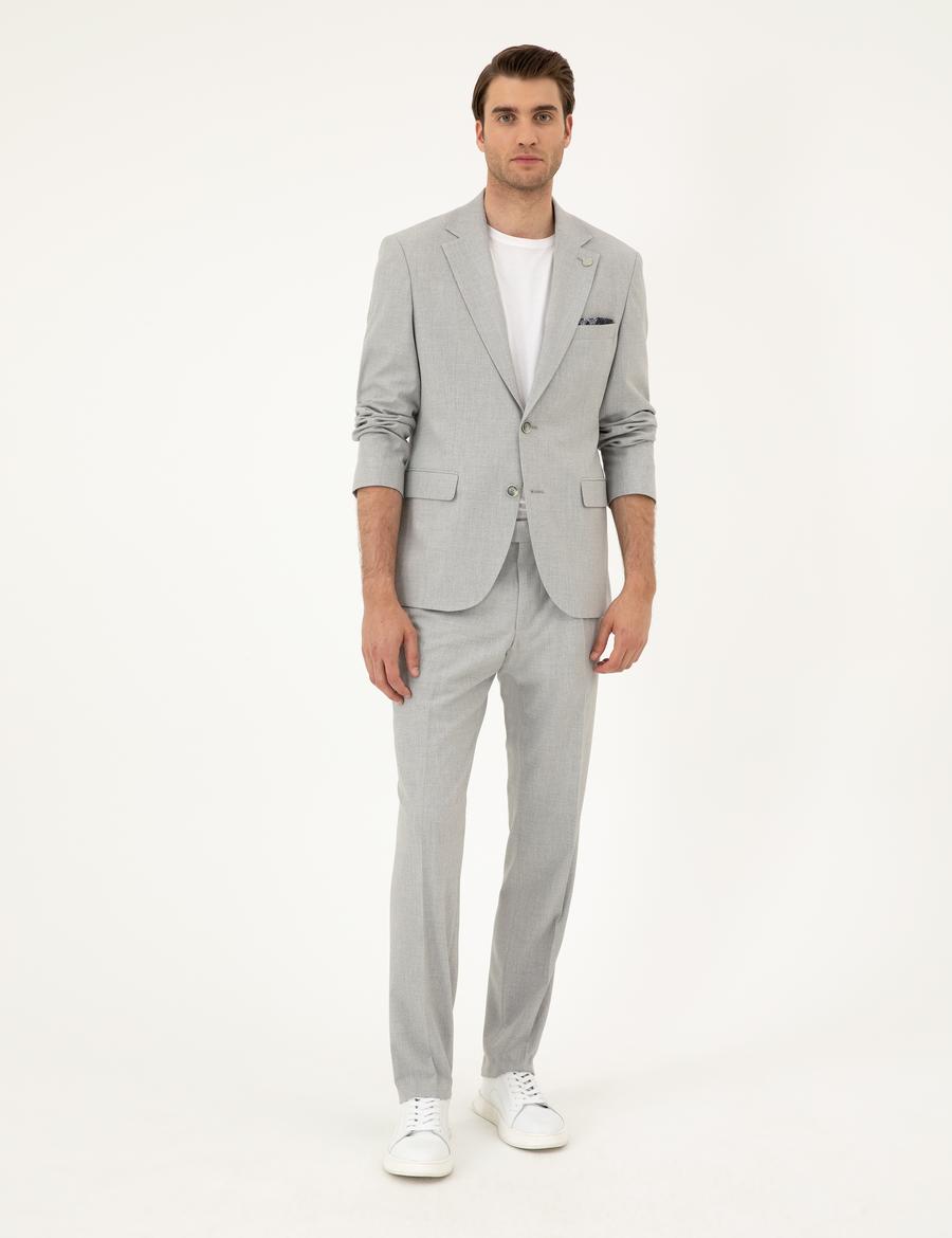 Açık Gri Slim Fit Takım Elbise