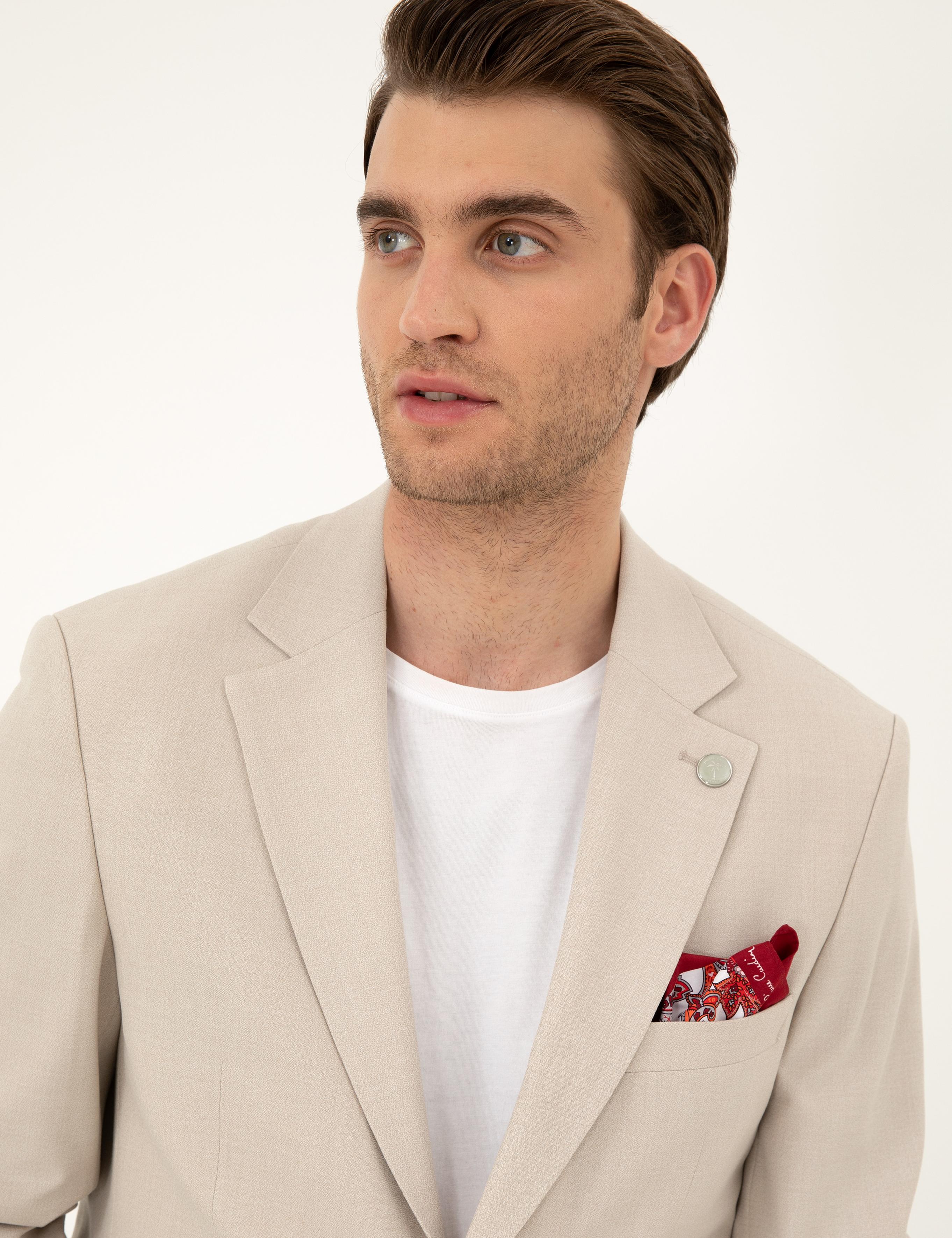 Bej Slim Fit Takım Elbise