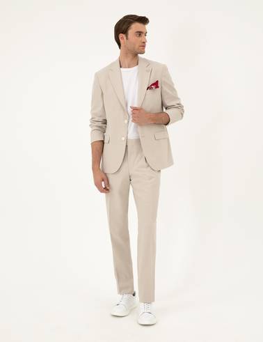 Bej Slim Fit Takım Elbise