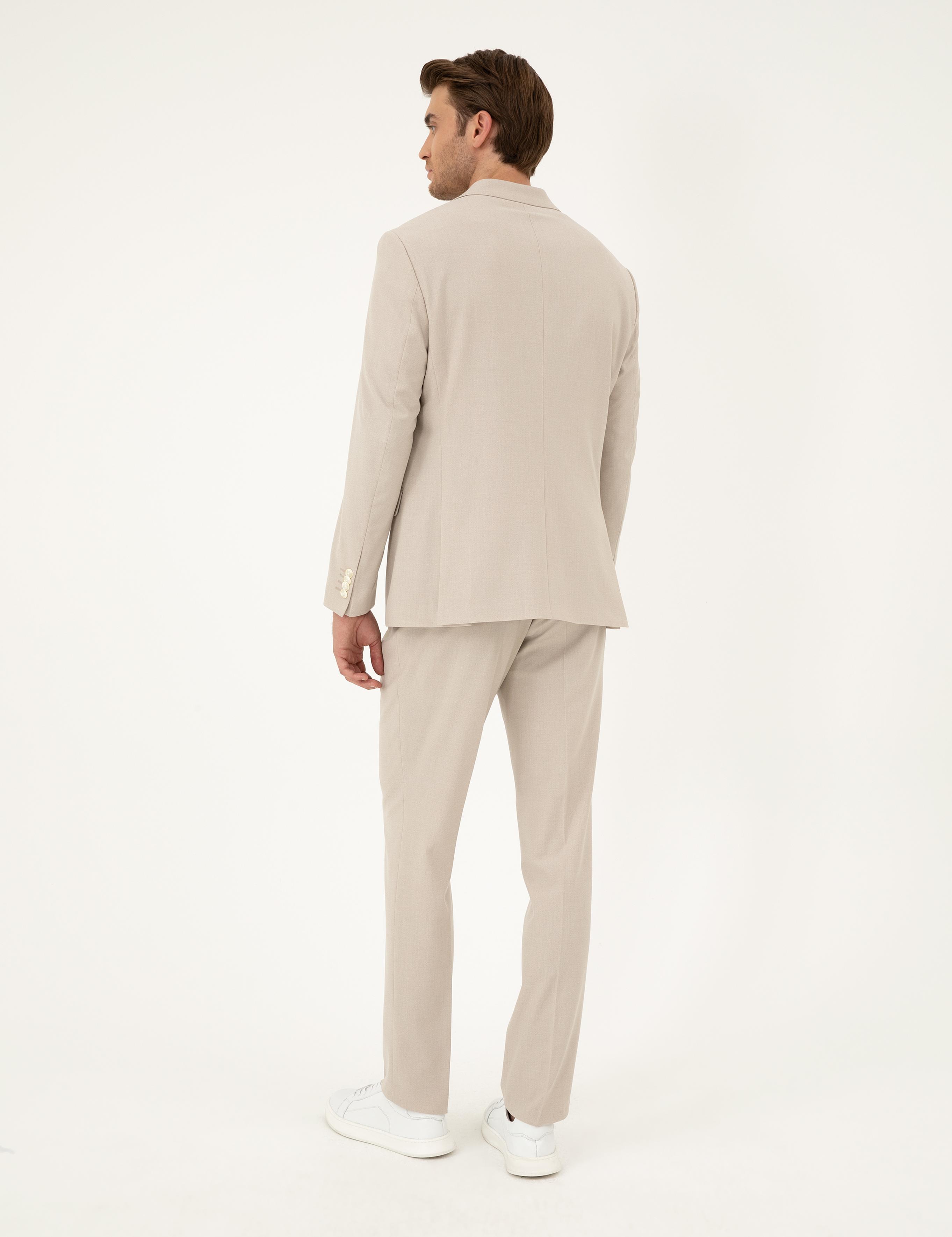 Bej Slim Fit Takım Elbise