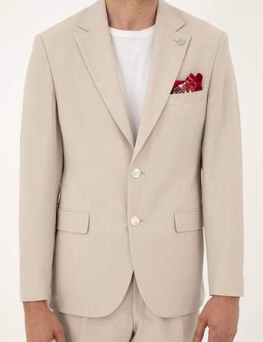 Bej Slim Fit Takım Elbise