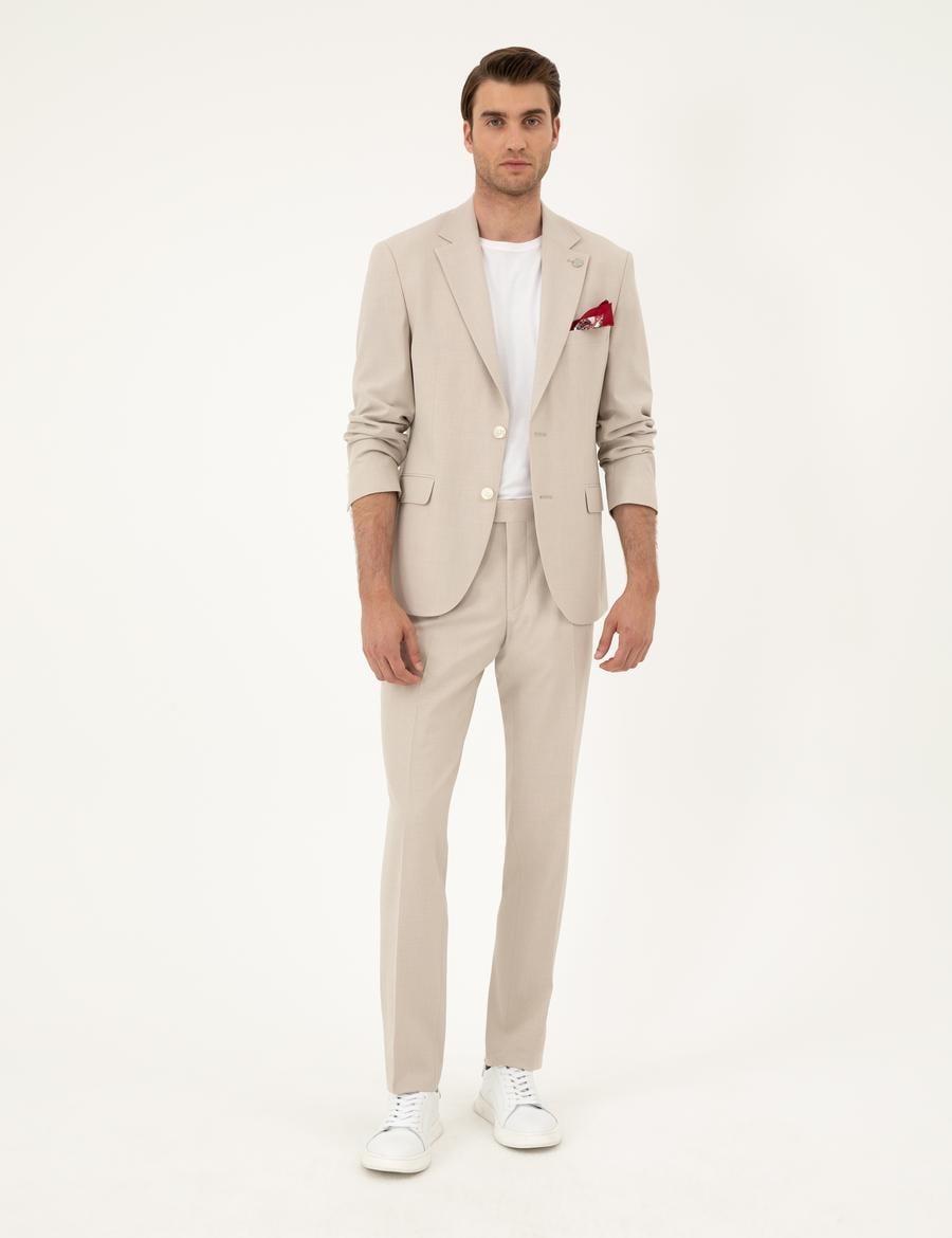 Bej Slim Fit Takım Elbise