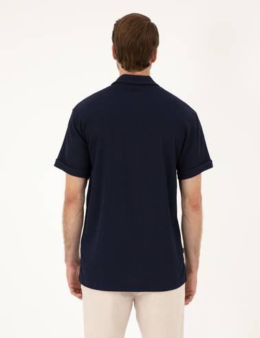 Lacivert Slim Fit Örme Gömlek