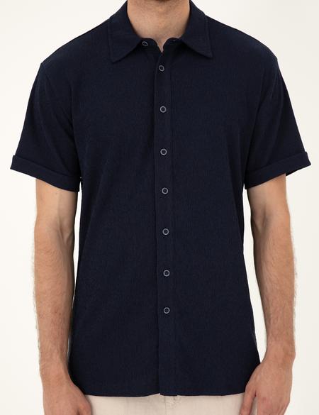 Lacivert Slim Fit Örme Gömlek - 50286123040