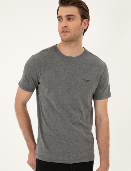 Gri Melanj Slim Fit Basic Tişört - 50292075007