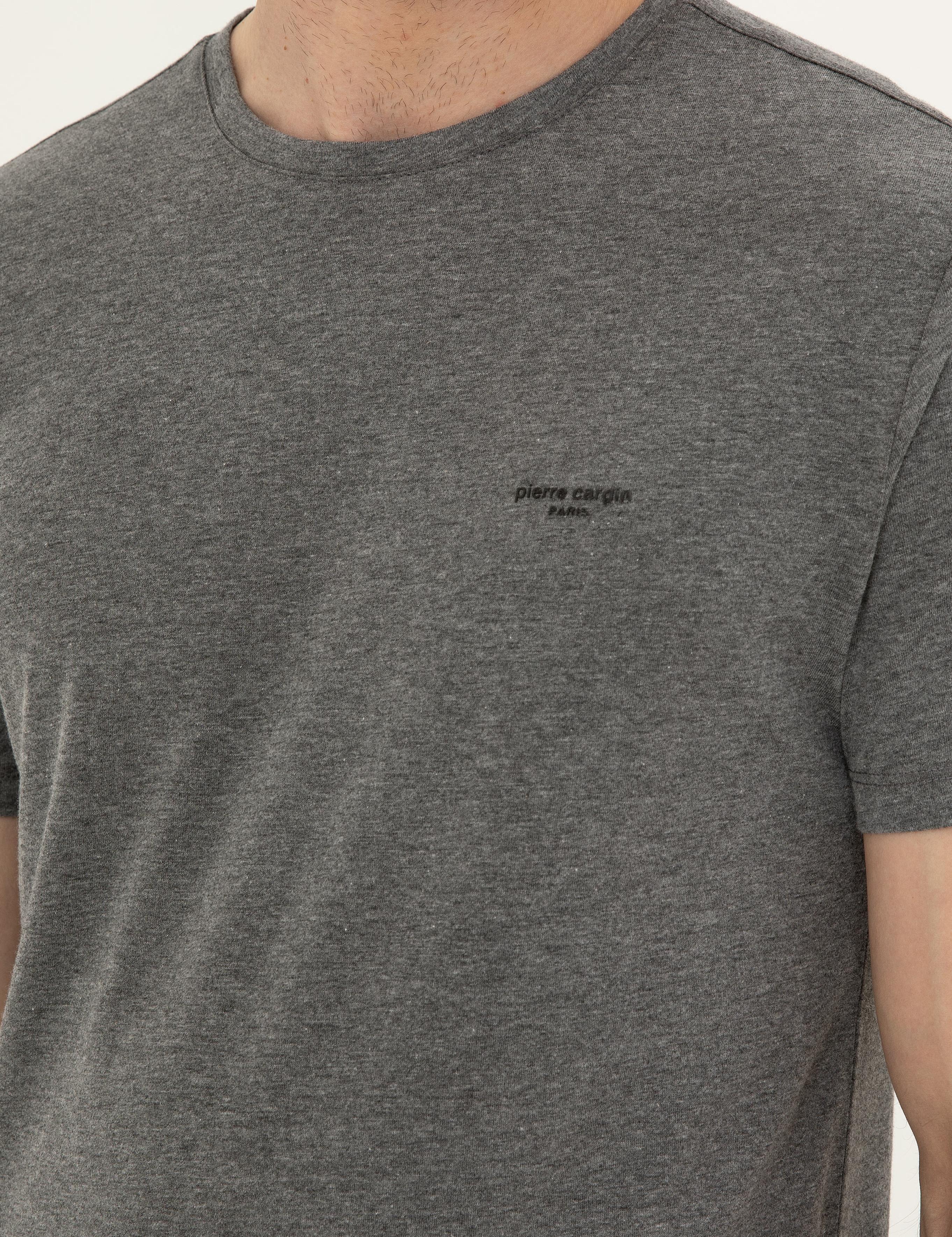 Gri Melanj Slim Fit Basic Tişört