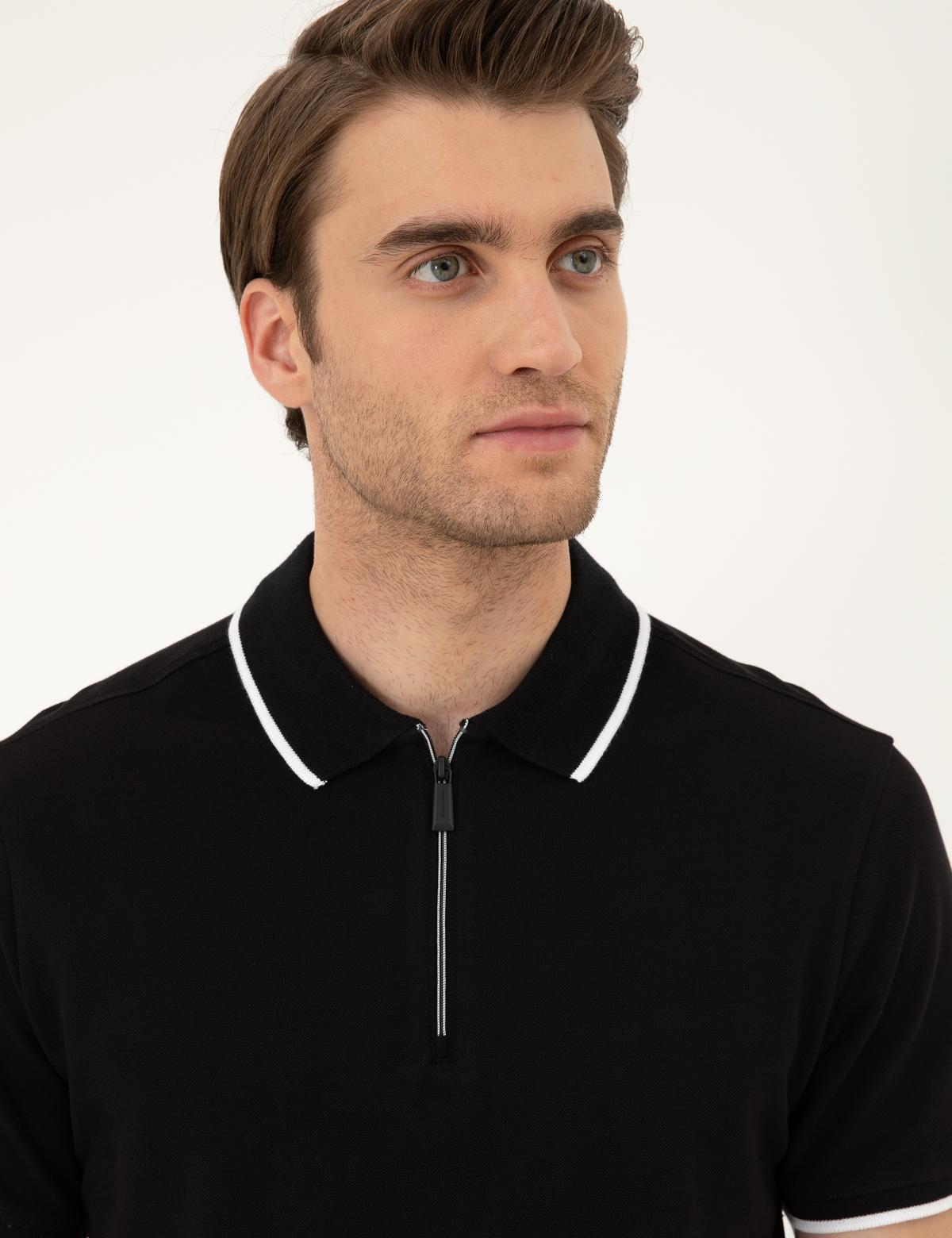 Siyah Slim Fit Tişört - 50292632019