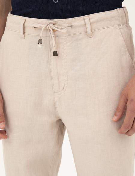 Bej Carrot Fit %100 Keten Kanvas Pantolon - 50285714281