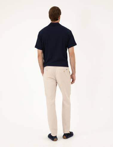 Bej Carrot Fit %100 Keten Kanvas Pantolon