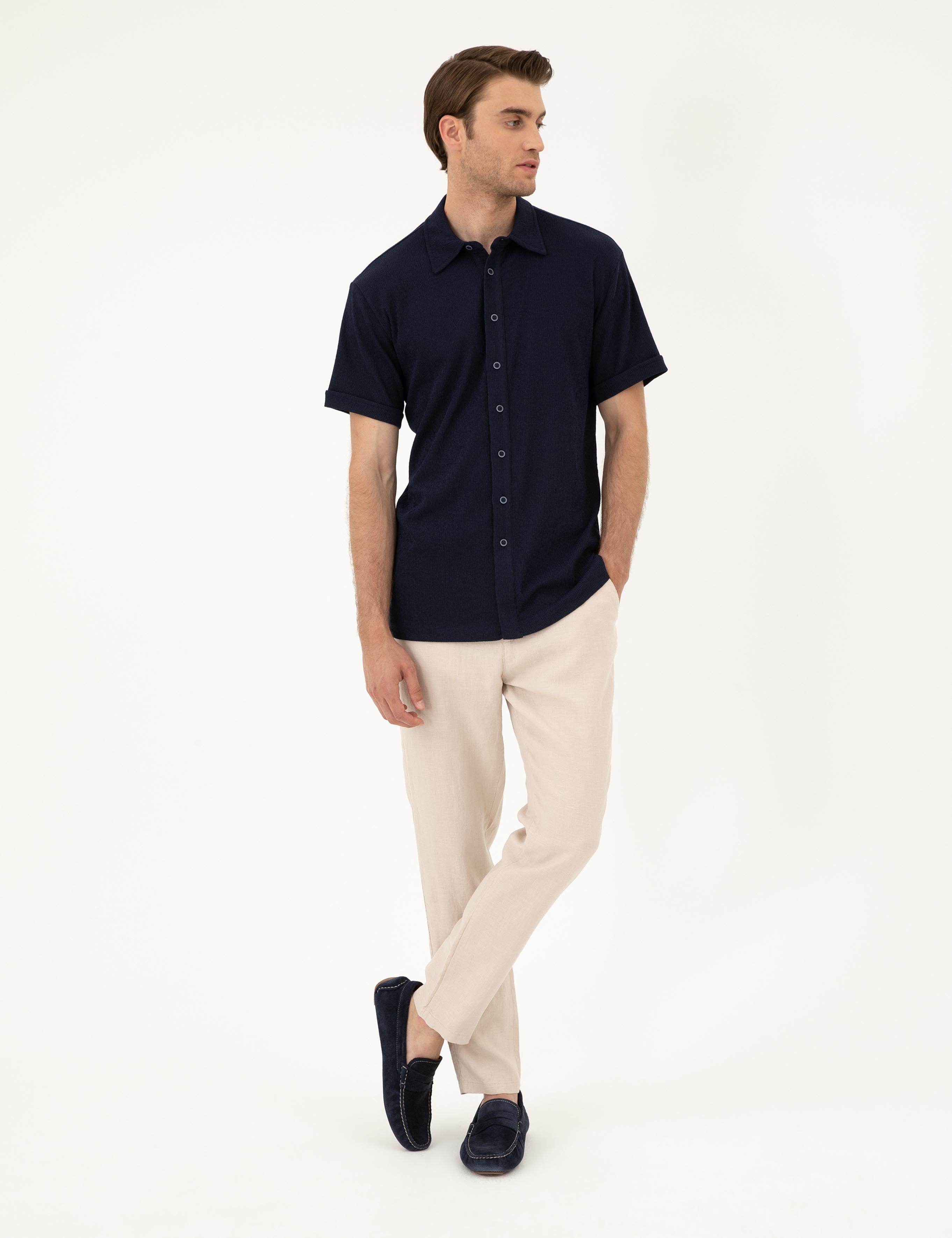 Bej Carrot Fit %100 Keten Kanvas Pantolon