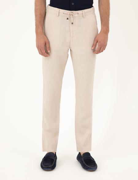 Bej Carrot Fit %100 Keten Kanvas Pantolon - 50285714281