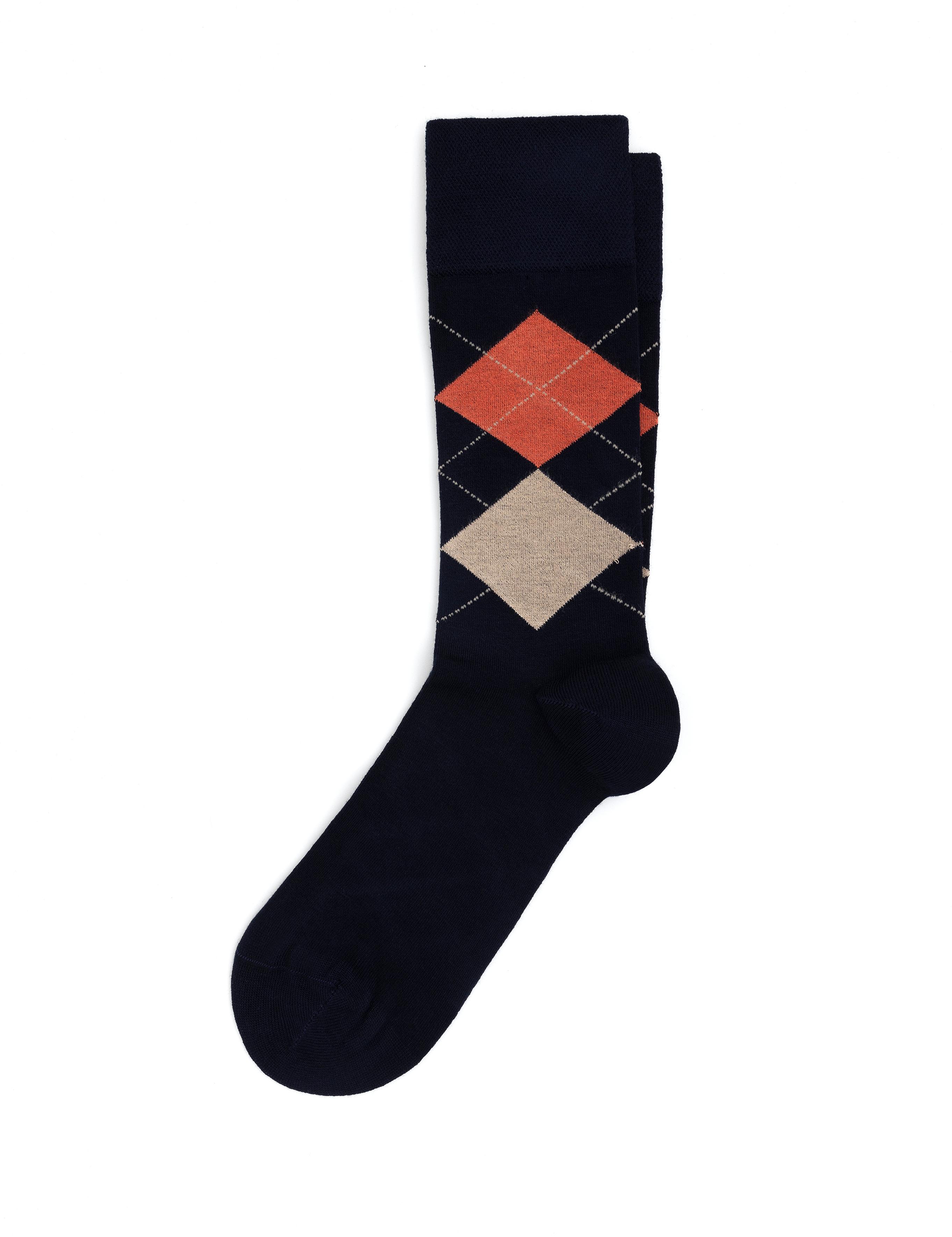 Erkek Bambu Karışımlı Lacivert Soket Desenli Çorap