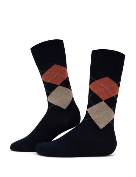 Erkek Bambu Karışımlı Lacivert Soket Desenli Çorap - 50291773002