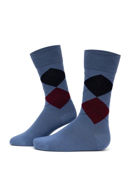 Erkek Bambu Karışımlı Mavi Soket Desenli Çorap - 50291773003