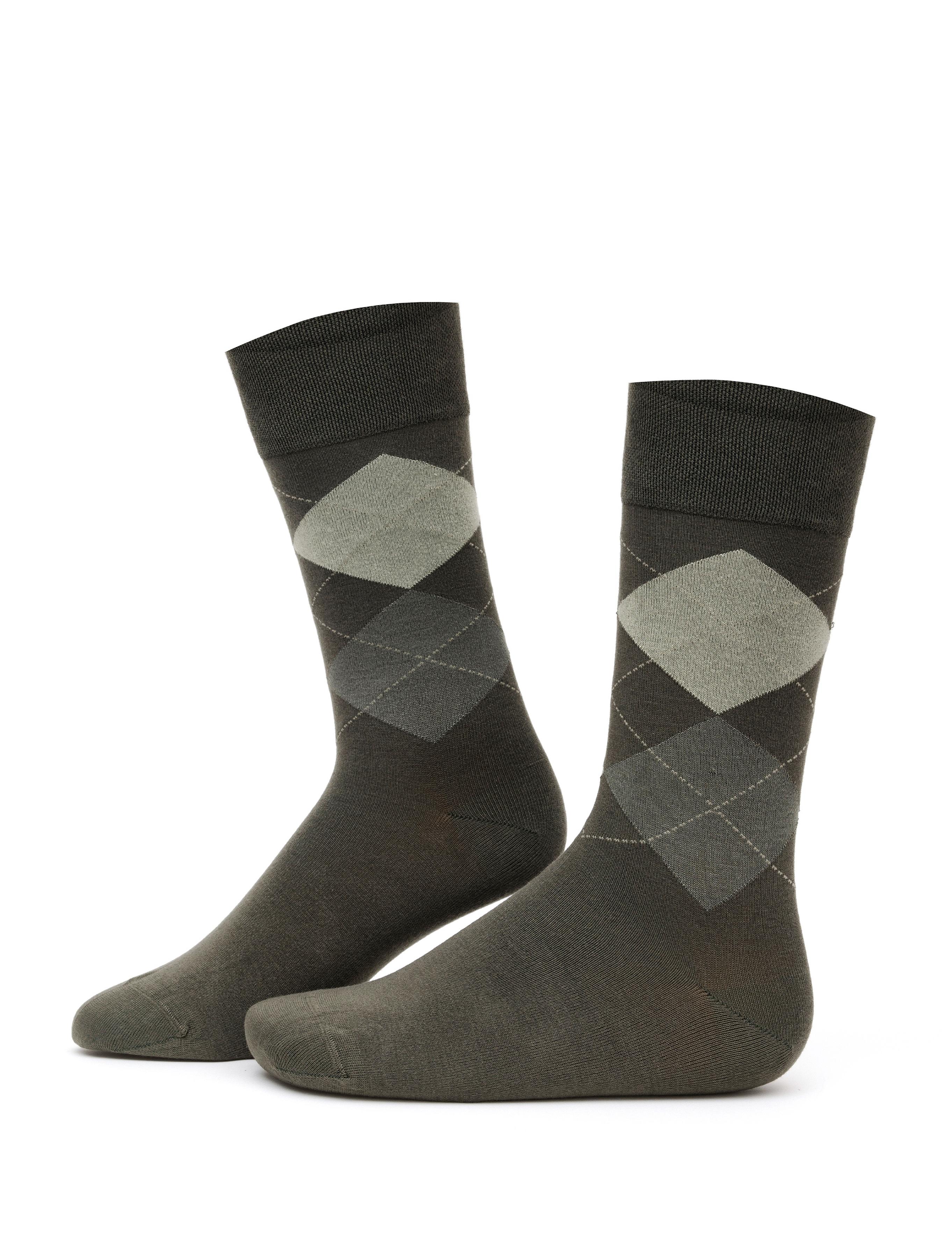 Erkek Bambu Karışımlı Haki Soket Desenli Çorap