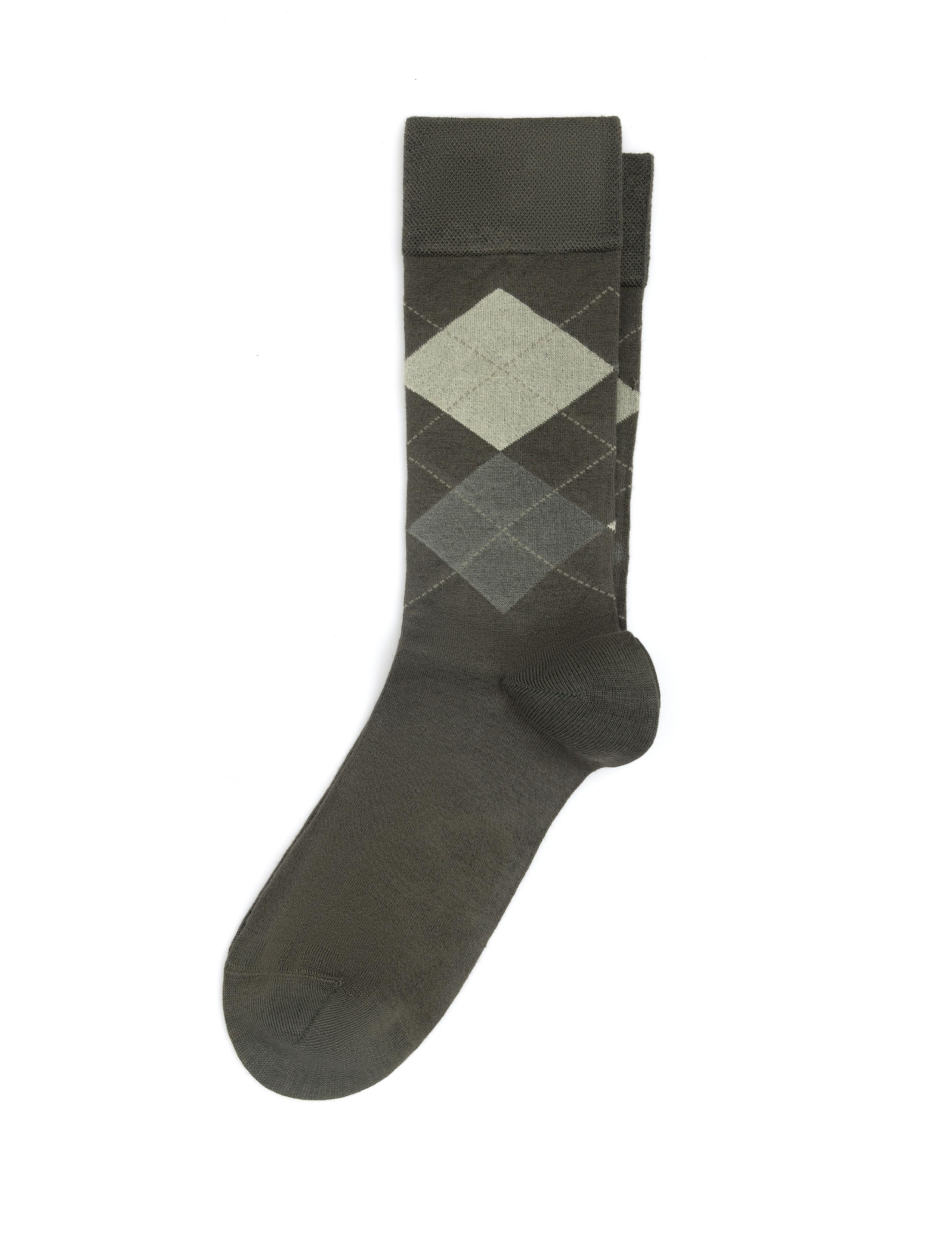 Erkek Bambu Karışımlı Haki Soket Desenli Çorap
