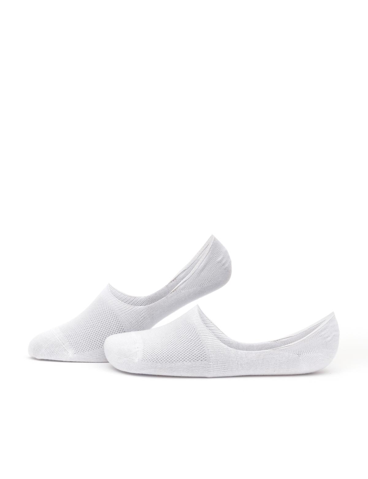 Erkek Bambu Karışımlı Beyaz Babet Desenli Çorap